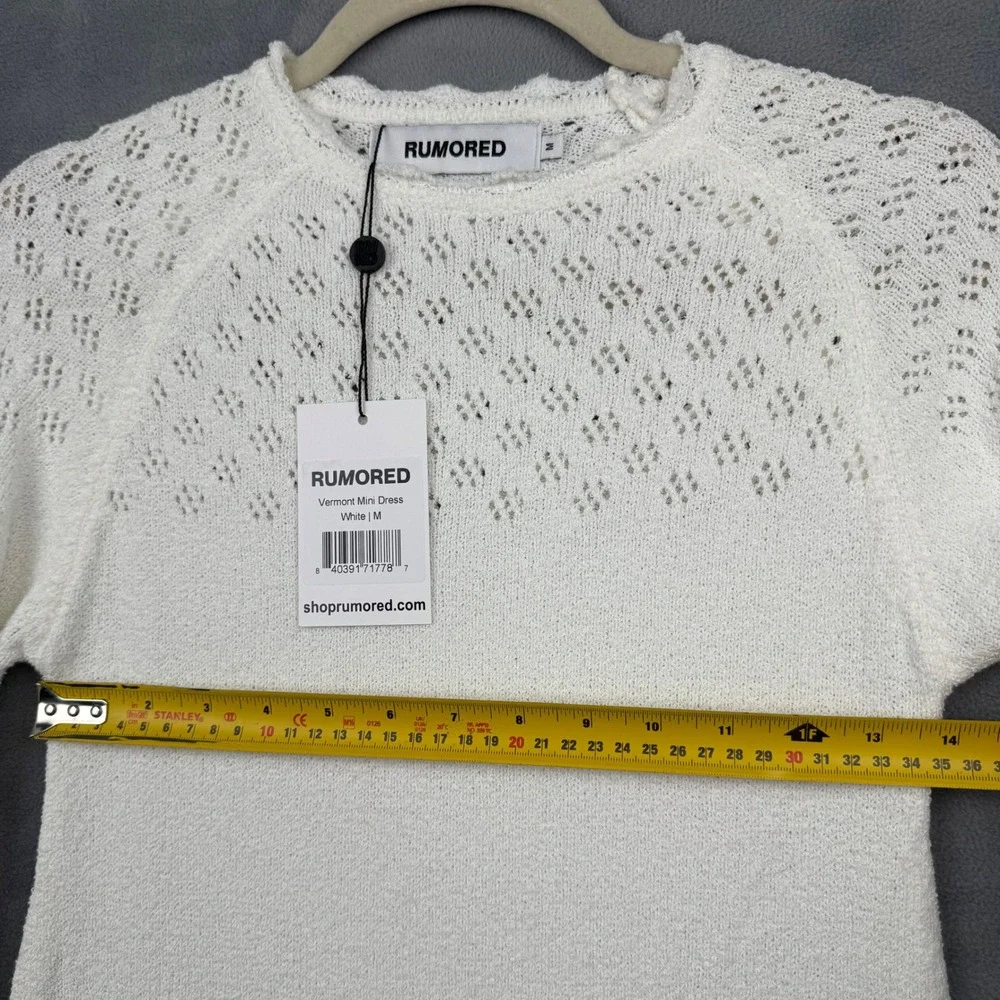 Rumored Vermont Mini Dress White Lace Knit‎ Long Sleeve M NWT